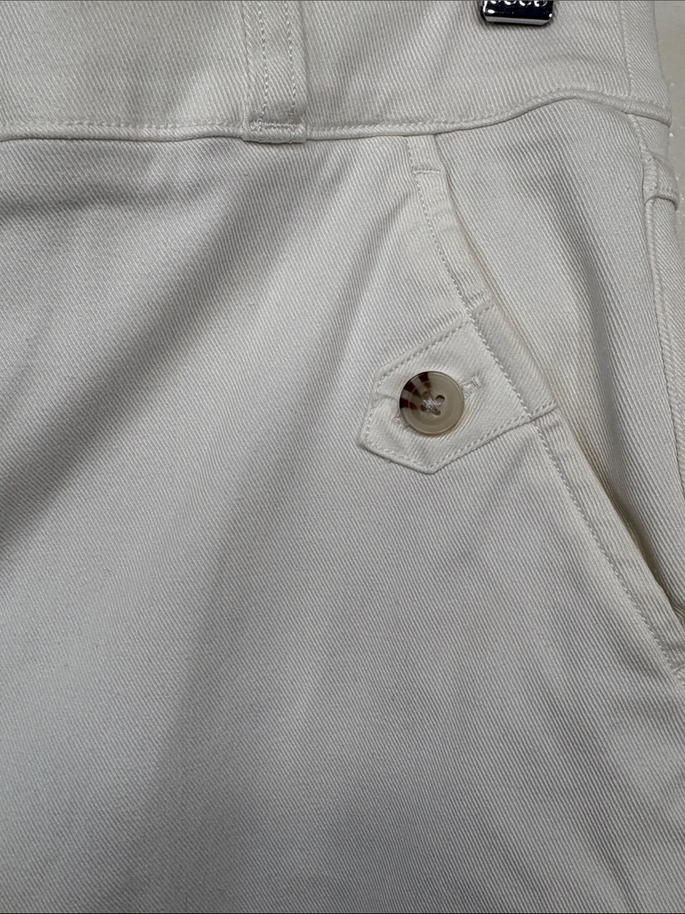 Spanx White Stretch Twill Cropped Wide Leg Button Pocket Pants Women Size L - Picture 2 of 4